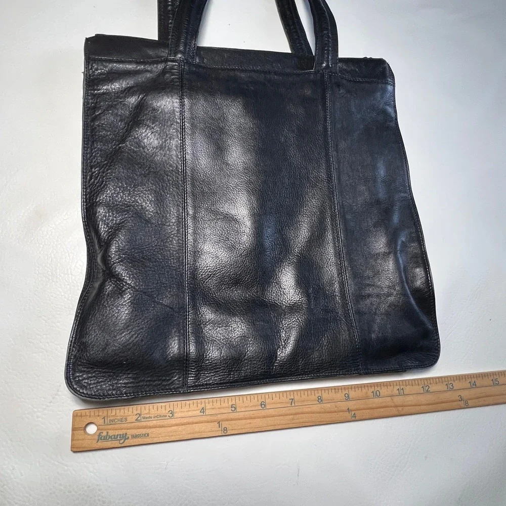 Derek Alexander Tote Purse Women Sleek Black Slim 90s Leather Shoulder Bag Roomy